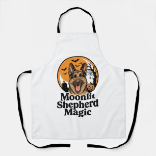 Halloween Deutscher Schäferhund Gruseliger Mond Hu Schürze