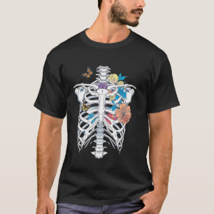 Halloween Dia De Los Muertos Skelett Käfig Blumen T-Shirt