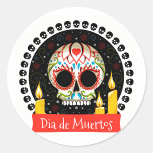 Halloween Dia De Muertos Runder Aufkleber