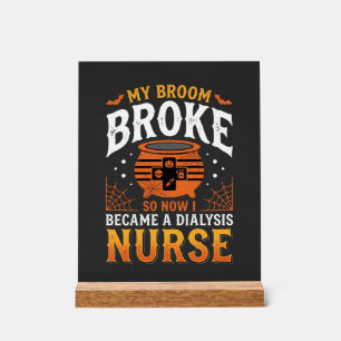 Halloween-Dialyse-Krankenschwester Besen Brach Des Acrylschild