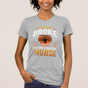 Halloween-Dialyse-Krankenschwester Besen Brach Des T-Shirt