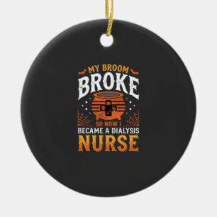 Halloween-Dialyse-Krankenschwester Besen Kaputt De Keramik Ornament