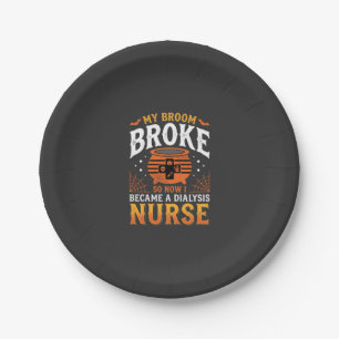 Halloween Dialyse Krankenschwester Besen Zerbroche Pappteller