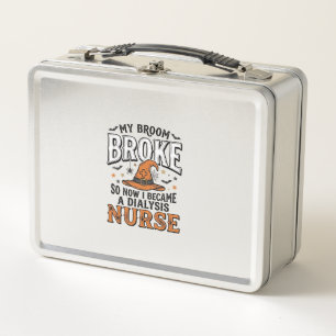 Halloween-Dialyse-Krankenschwester-Hexenbesen-zerb Metall Brotdose