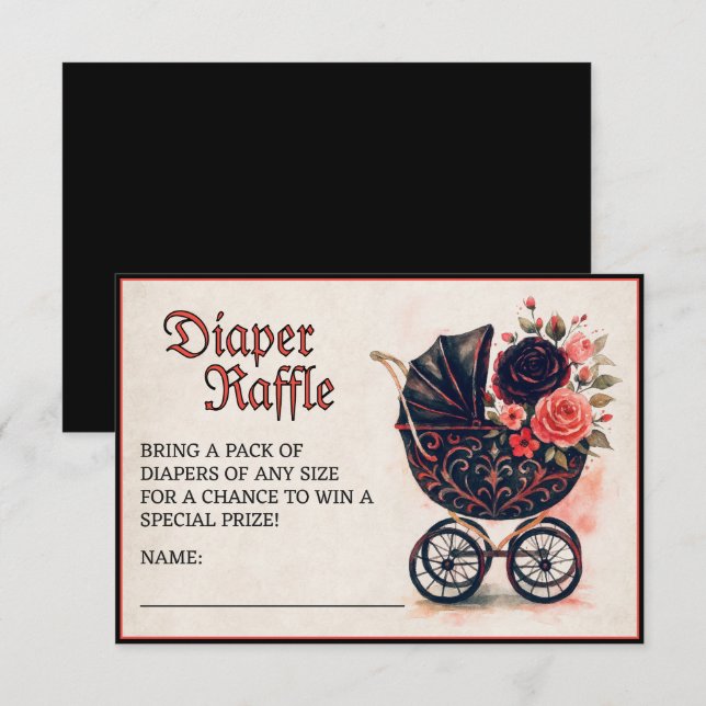 Halloween Diaper Raffle Babydusche Begleitkarte (Vorne/Hinten)