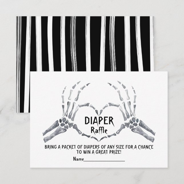 Halloween Diaper Raffle Skelettknechtnistendusche Einladung (Vorne/Hinten)