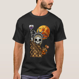 Halloween Die Freiheitsstatue Skeleton Skull Pum T-Shirt