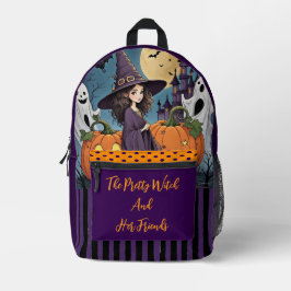 Halloween, Die hübsche Hexe und ihre Freunde Druck Bedruckter Rucksack