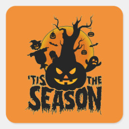 Halloween 'Dies ist die Jahreszeit Kürkin Quadratischer Aufkleber