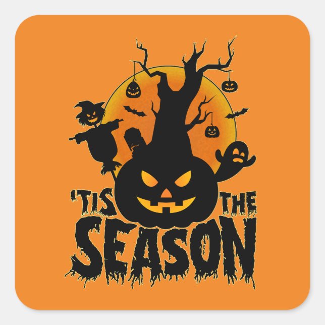 Halloween 'Dies ist die Jahreszeit Kürkin Quadratischer Aufkleber (Vorderseite)