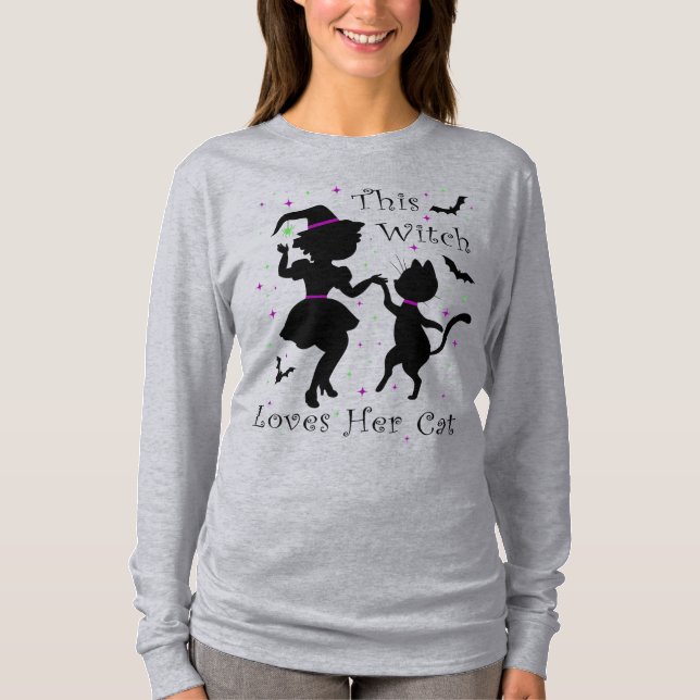 Halloween Diese Hexe Lieben ihren KatzenT - Shirt (Vorderseite)