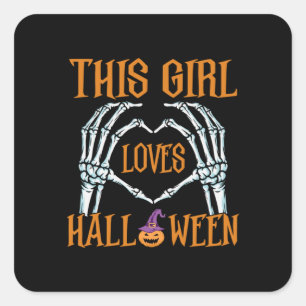Halloween Dieses Mädchen Lieben Halloween Geburtst Quadratischer Aufkleber