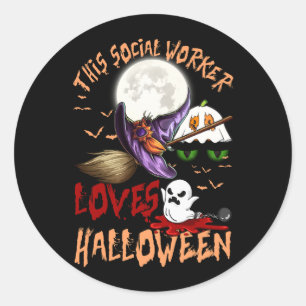 Halloween Dieses Social Worker-Liebe Halloween Gho Runder Aufkleber