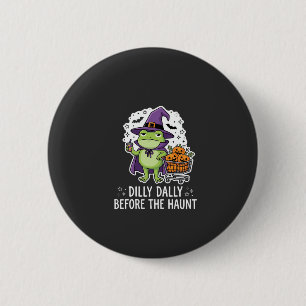 Halloween Dilly Dally Frosch Hexe Kürbis Karren Button