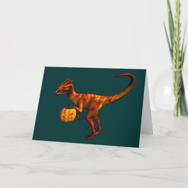 Halloween Dilophosaurus Karte (Vorderseite)