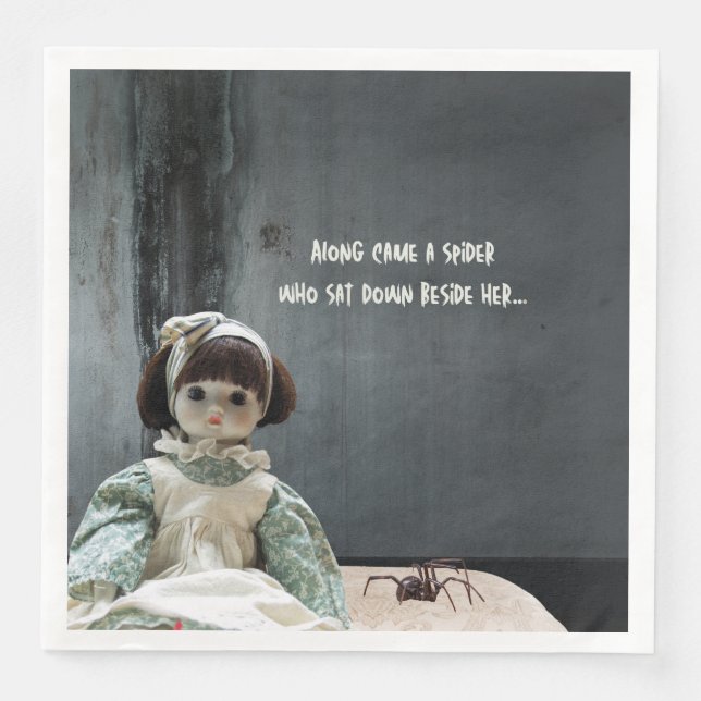 Halloween Dinner Napkins, Creepy Miss Muffet Serviette (Vorderseite)