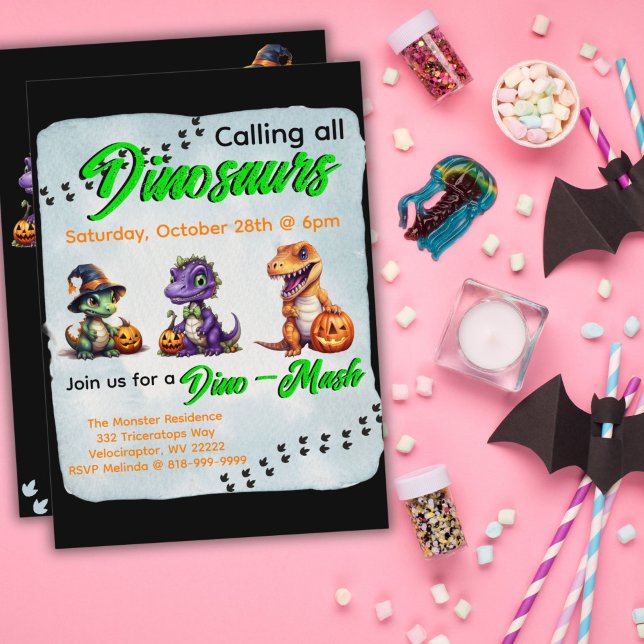 Halloween Dinosaur Dino-Mash-Party Einladung (Dinosaur Halloween Dino-Mash Invitation for Party)