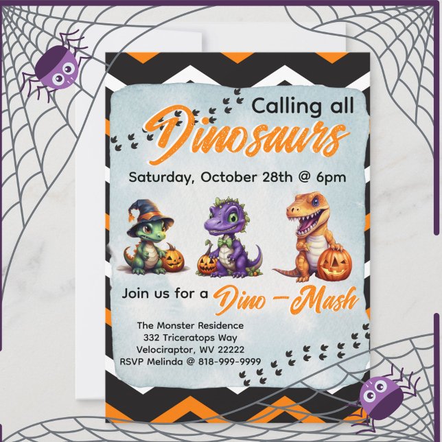 Halloween Dinosaur Dino-Mash-Party Einladung (Halloween Dinosaur Dino-Mash Party Invitation)