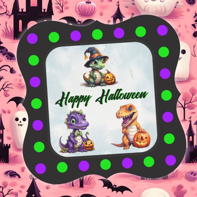 Halloween Dinosaur Dino-Mash-Party Untersetzer (Polka dot Halloween Dino Coaster)