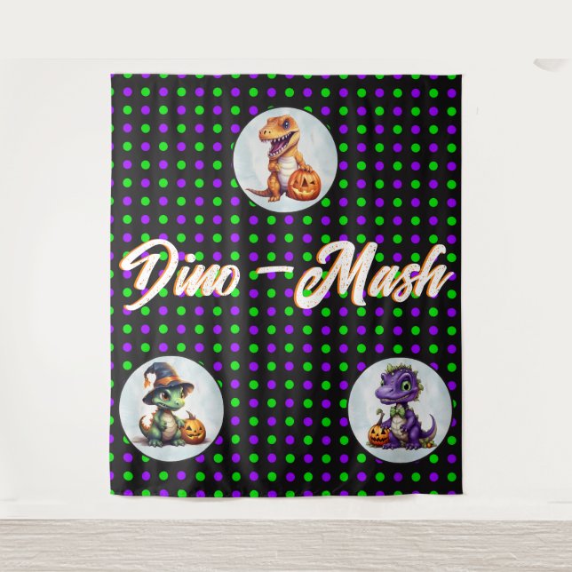 Halloween Dinosaur Dino-Mash-Party Wandteppich (Vorderseite)