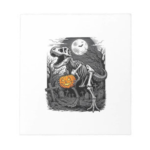 Halloween-Dinosaur-Skelett-Kürbis-Vintage-Shirt Notizblock
