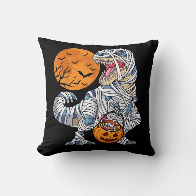 Halloween Dinosaur T rex Mummy Pumpkin Kissen (Vorderseite)