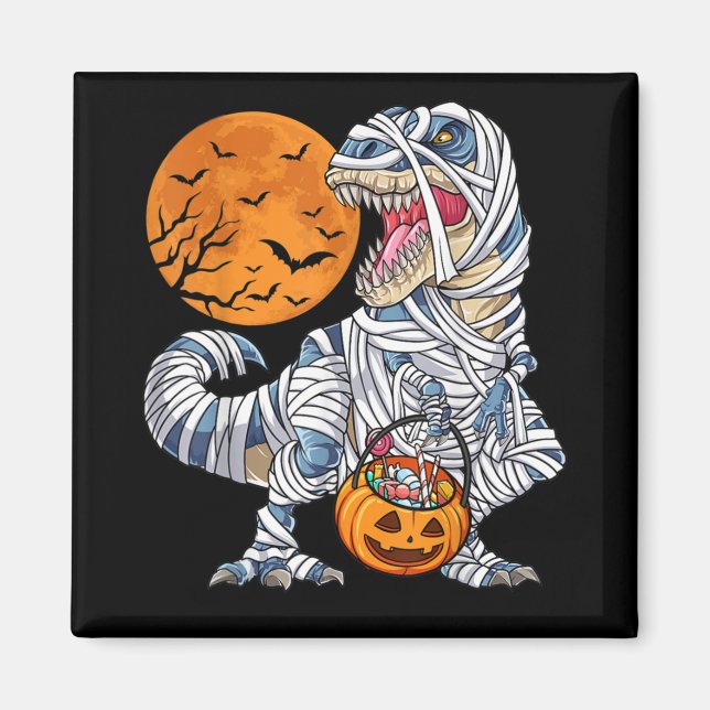 Halloween Dinosaur T rex Mummy Pumpkin Magnet (Vorne)