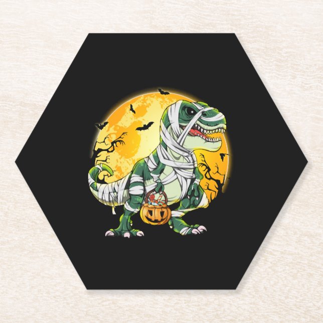 Halloween Dinosaur T rex Mummy Pumpkin Untersetzer (Vorderseite)