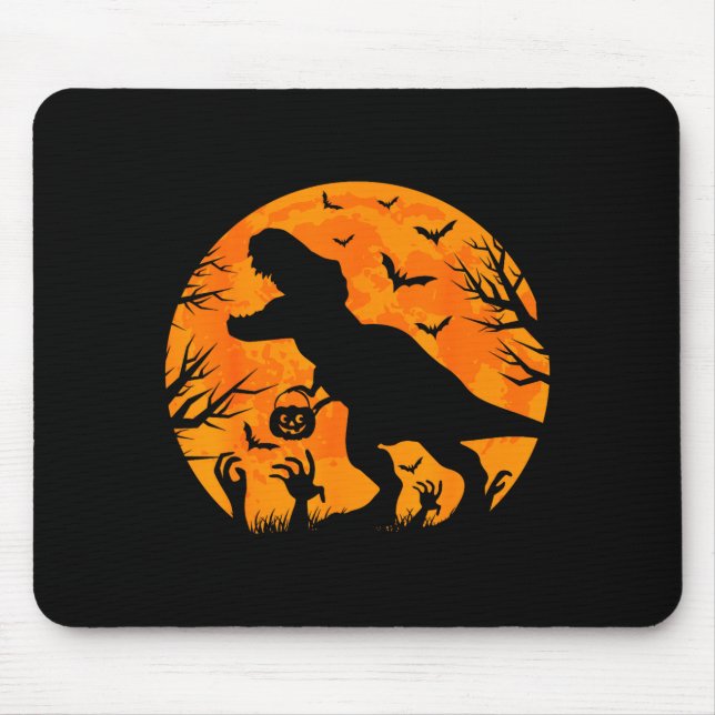 Halloween Dinosaur T Rex With Pumpkin Dinosaur Hal Mousepad (Vorne)
