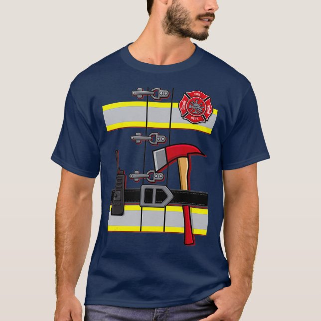 Halloween DIY Firefighter Uniform Costume T-Shirt (Vorderseite)