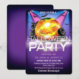 Halloween-DJ-Party Disco-Kugel Kürbis Gruselig Einladung