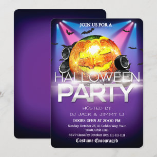 Halloween-DJ-Party Disco-Kugel Kürbis Gruselig Einladung