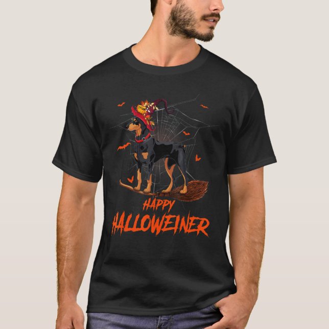 Halloween Doberman Kostüm für Männer Frauen glückl T-Shirt (Vorderseite)
