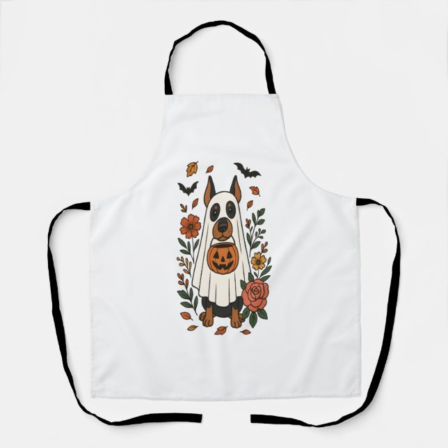 Halloween Doberman Pinscher Blume Schürze (Vorderseite)