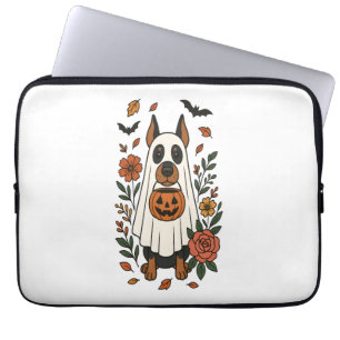Halloween-Dobermann-Pinscher-Blumen Laptopschutzhülle