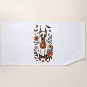 Halloween Dobermann Pinscher Blumen Strandtuch