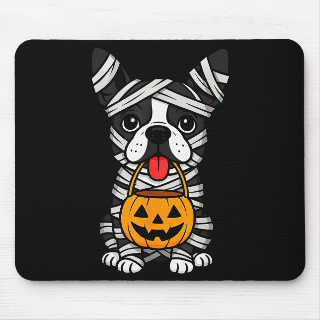 Halloween Dog Boston Terrier Mummy Costume Men Wom Mousepad (Vorne)