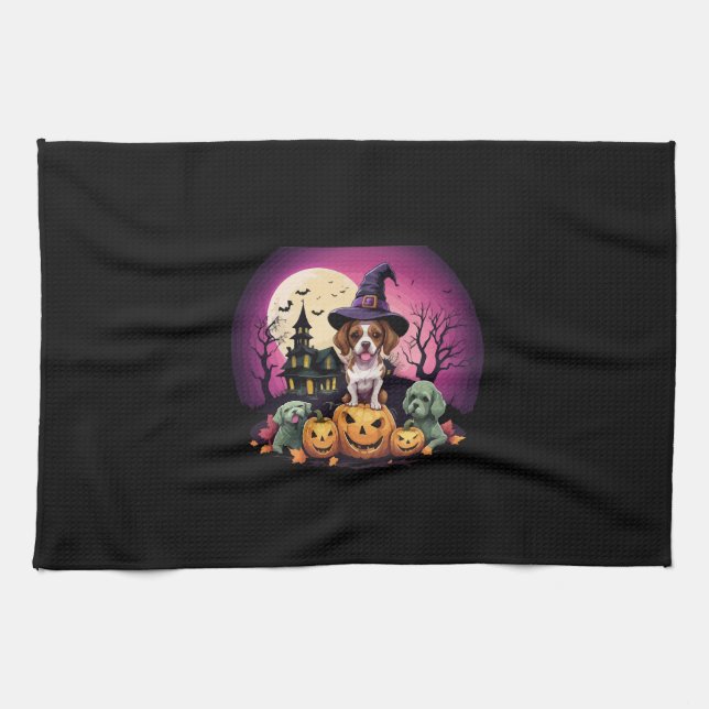 Halloween Dog Fall Lovers Geschirrtuch (Horizontal)