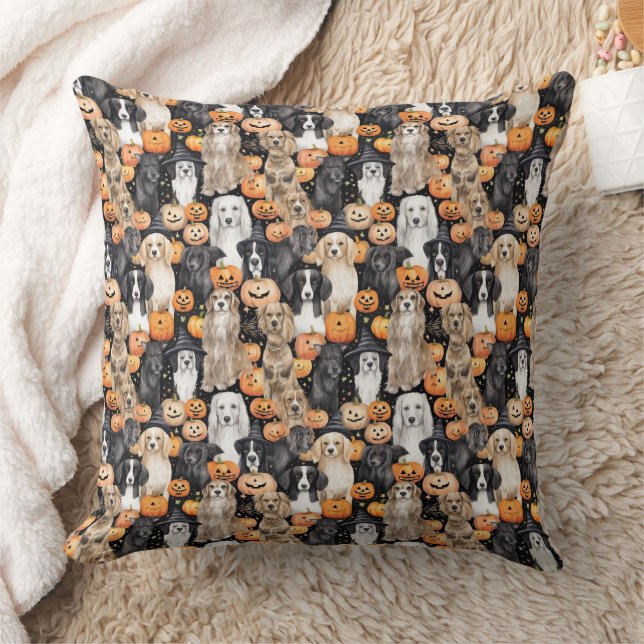 Halloween Dog Party - Cute Dog Breeds with Pumpkin Kissen (Decke)