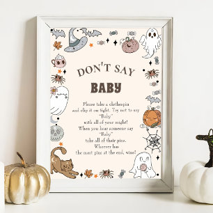 Halloween "Don't Say Baby" Baby Shower Game Poster