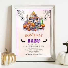 Halloween "Don't Say Baby" Baby Shower Game Poster