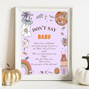 Halloween "Don't Say Baby" Baby Shower Game Poster