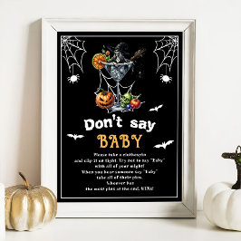 Halloween "Don't Say Baby" Baby Shower Game Poster