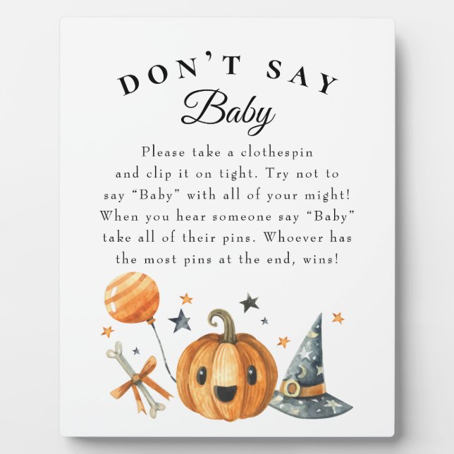 Halloween "Don't Say Baby" Baby Shower Game Poster Fotoplatte (Vorderseite)