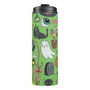 Halloween Doodle: Niedliches Nahtloses Konzept Thermosbecher