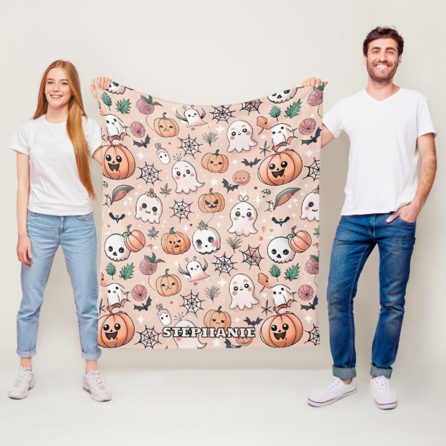 Halloween Doodle Pattern mit Ghosts & Pumpkins 2 Fleecedecke (Beispiel)