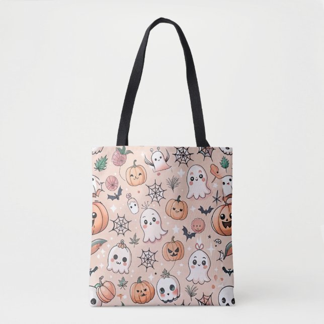 Halloween Doodle Pattern mit Ghosts & Pumpkins 2 Tasche (Vorderseite)