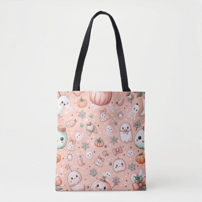 Halloween Doodle Pattern mit Ghosts & Pumpkins Tasche (Vorderseite)