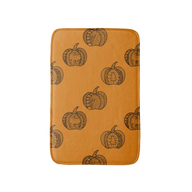 Halloween Doodles boho mandala Kürbis Herbst Badematte (Vorderseite Vertikal)
