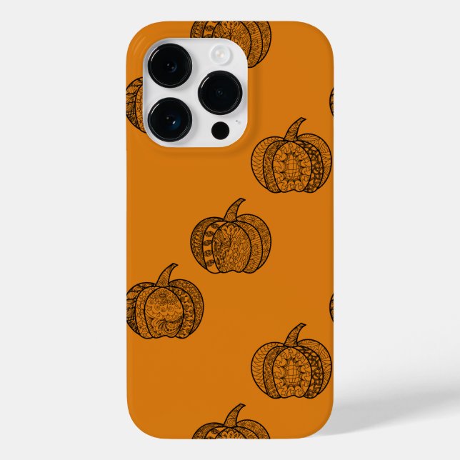 Halloween Doodles boho mandala Kürbis Herbst Case-Mate iPhone 14 Pro Hülle (Rückseite)